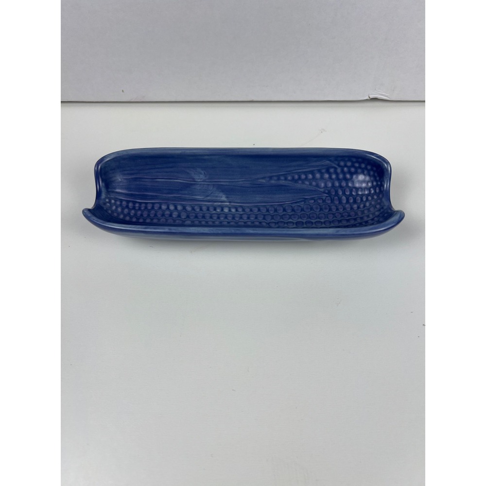 Vintage Pfaltzgraff Mexico Corn Cob Shaped Serving Dish Blue Ceramic Colorful